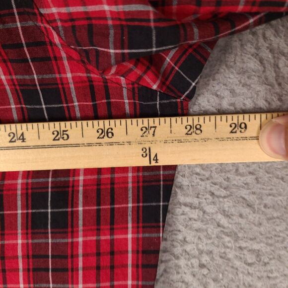 Wrangler Western Shirt Mens 2XL Red‎ Plaid Pearl Snap Flap Pockets Cowboy - Picture 10 of 15